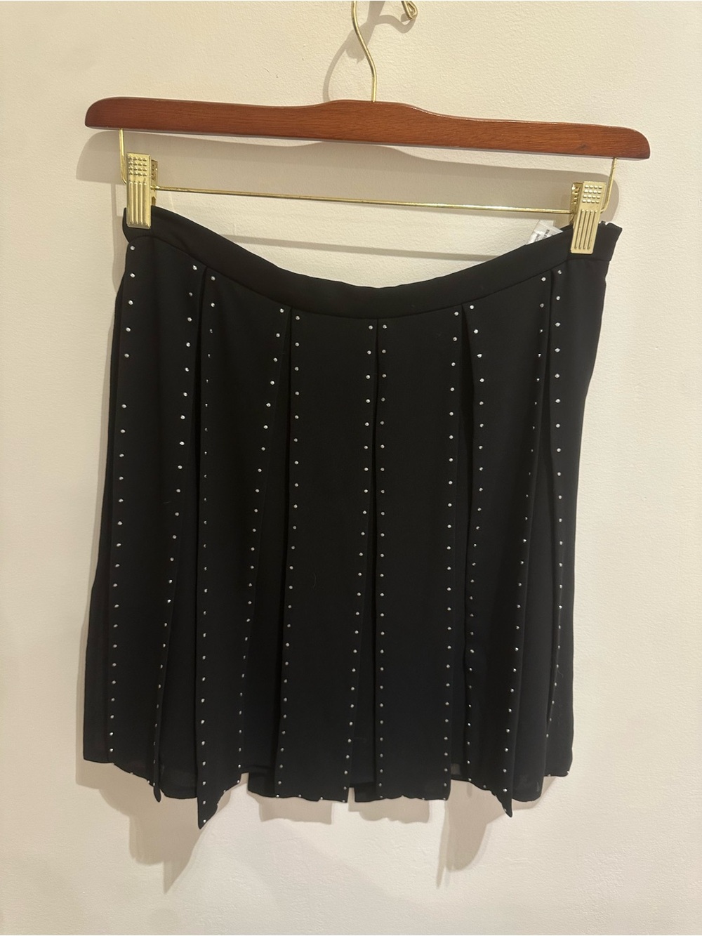 Michael Kors Black Studded Pleated Mini Skirt